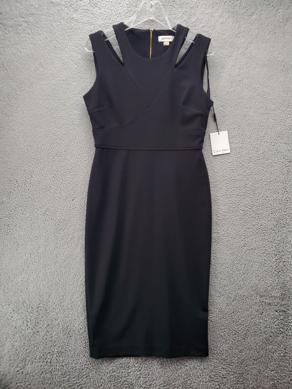 Calvin Klein Black Cutout Shoulder Sheath Dress Size 8